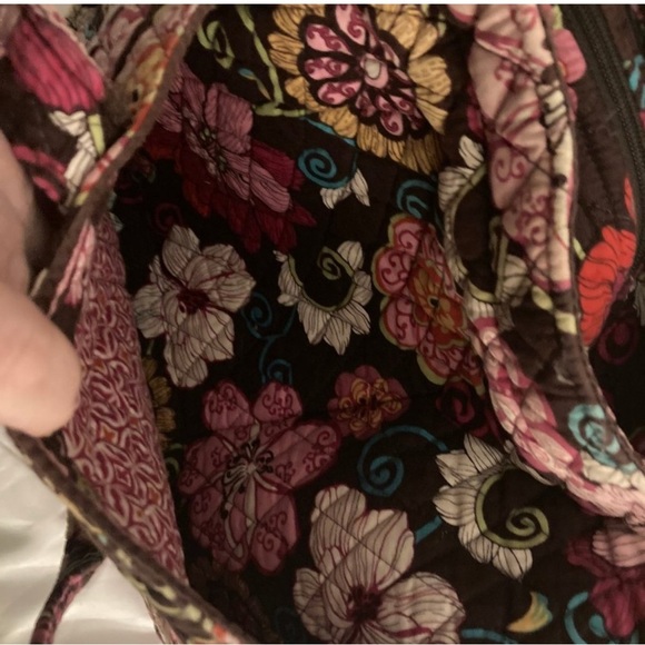 Vera Bradley Mod Brown and Pink Floral Tote Bag - Picture 6 of 7